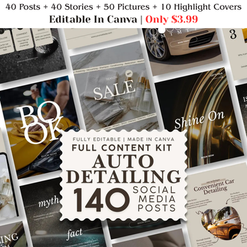 Auto Detailing Canva Templates | 40 Posts + 40 Stories