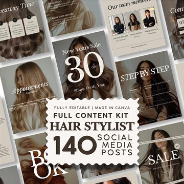 Hair Stylist Social Media Kit – 140 Posts